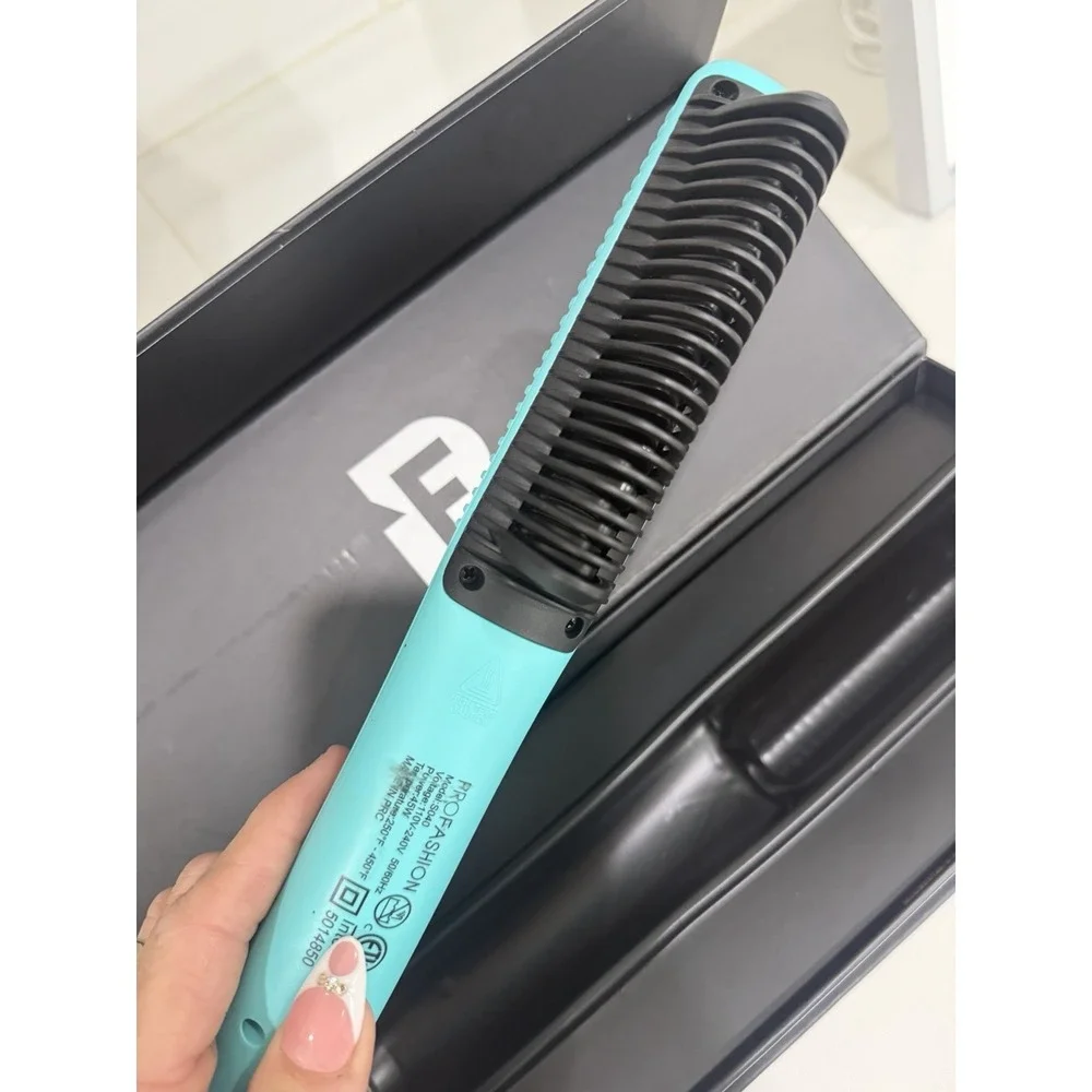 PROFASHION The Almighty Hair Straightener Comb Ceramic, 6 Heat, Blue/Black NEW